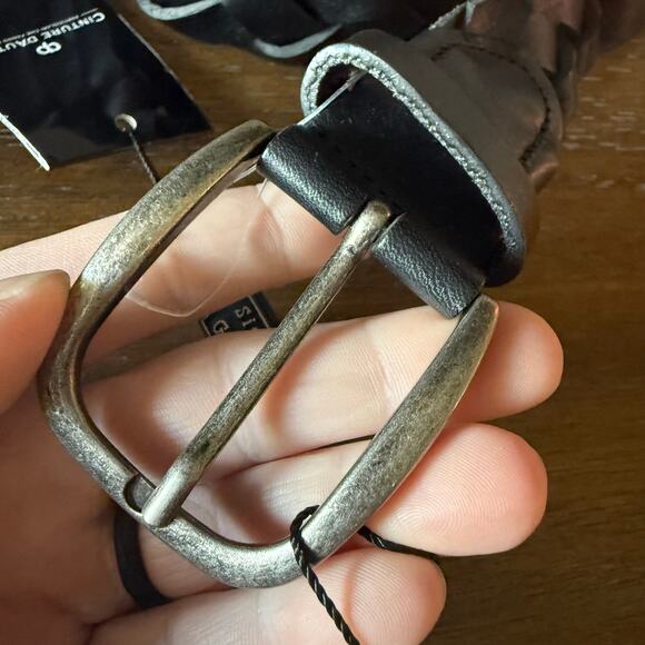 Cinture D’Autore Men’s Black Genuine Leather Woven Belt- Size 42 - Picture 4 of 8